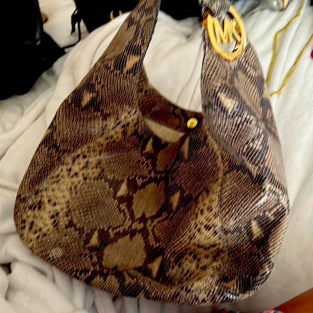 Michael Kors snakeskin hobo bag